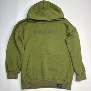 Mr Beast Boys Youth 12 Hoodie Sweatshirt Green Puff Raised Logo Cotton Polyester